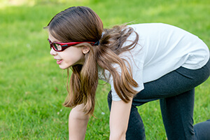 Child Wearing Protective eyeglasses