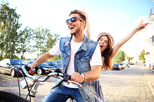 Young couple celebrating after LASIK